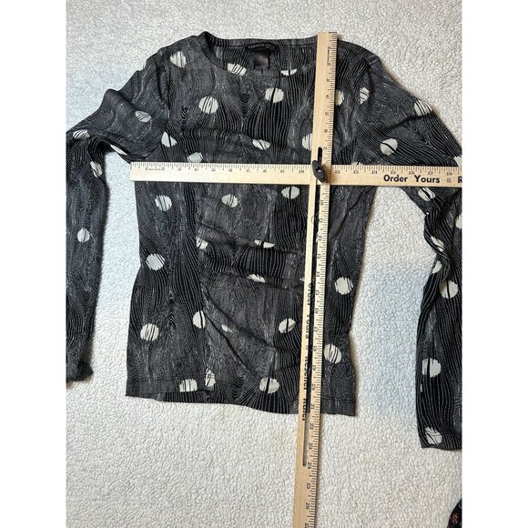 KENNETH COLE Women's Long Sleeve Geometric Polka Dot Design Ruched Front M - Picture 6 of 6